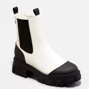 ladies white and black boots